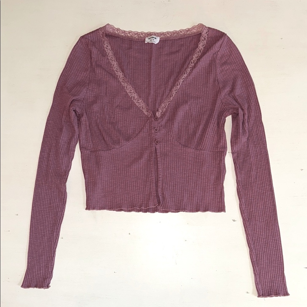 Women's Pink Lace-Trimmed Crop Top M NWOT 🌺🌺🌺